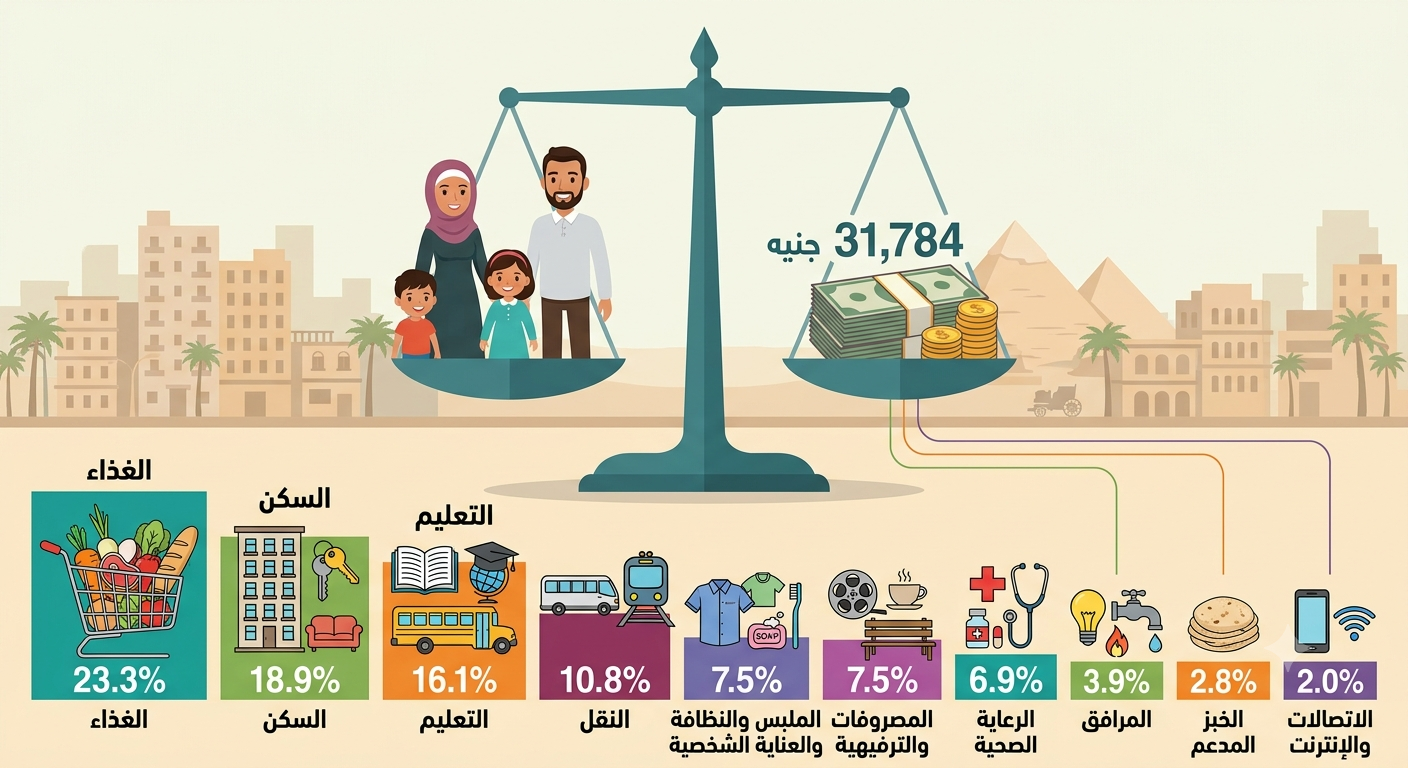 دراسة لحزب العدل: 31.8 ألف جنيه تكلفة معيشة أسرة من 4 أفراد شهريًا