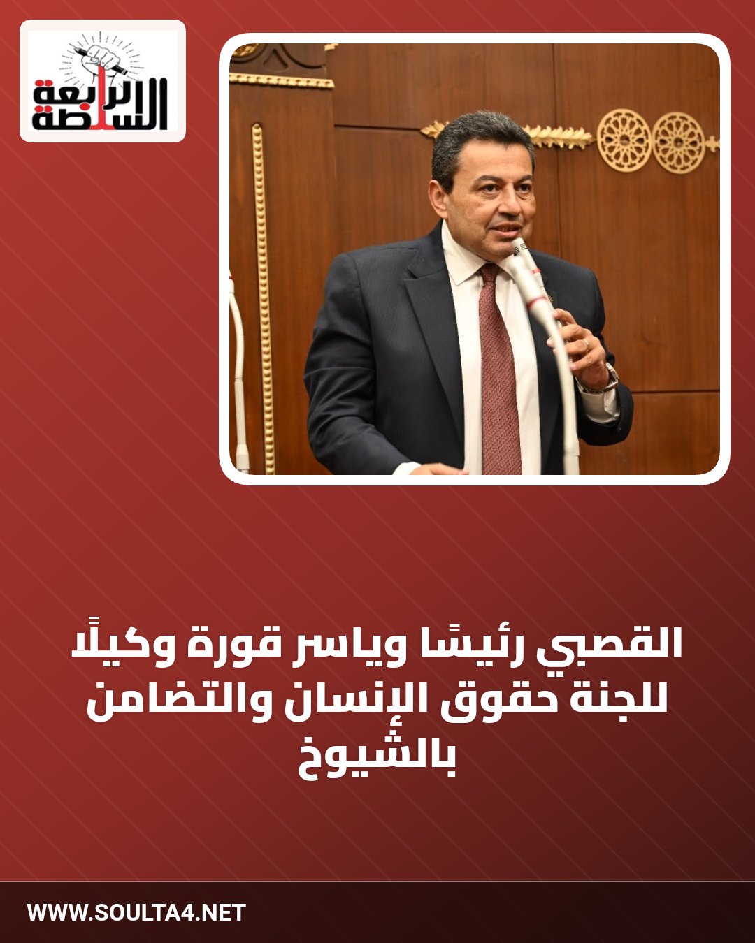 القصبي رئيسًا وياسر قورة وكيلًا للجنة حقوق الإنسان والتضامن بالشيوخ