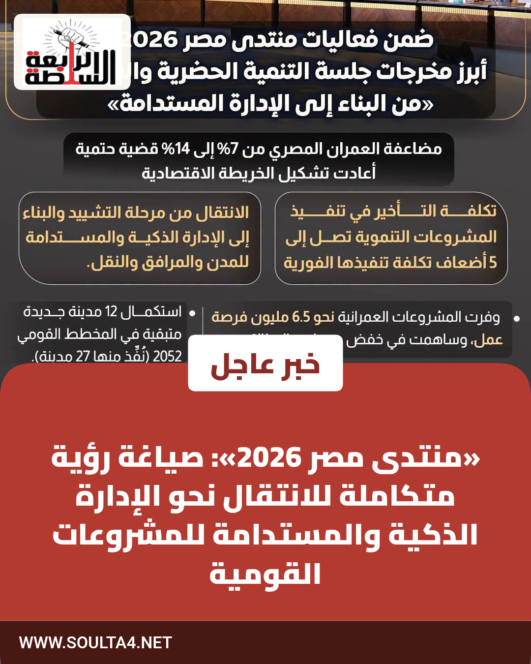 «منتدى مصر 2026»: صياغة رؤية متكاملة للانتقال نحو الإدارة الذكية والمستدامة للمشروعات القومية