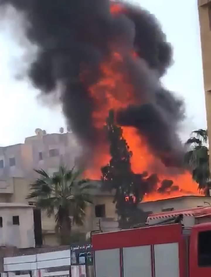 حريق داخل كنيسة مار جرجس بالمنصورة