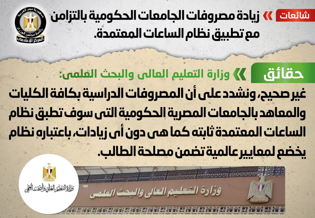 الحكومه تنفى زيادة مصروفات الجامعات الحكومية