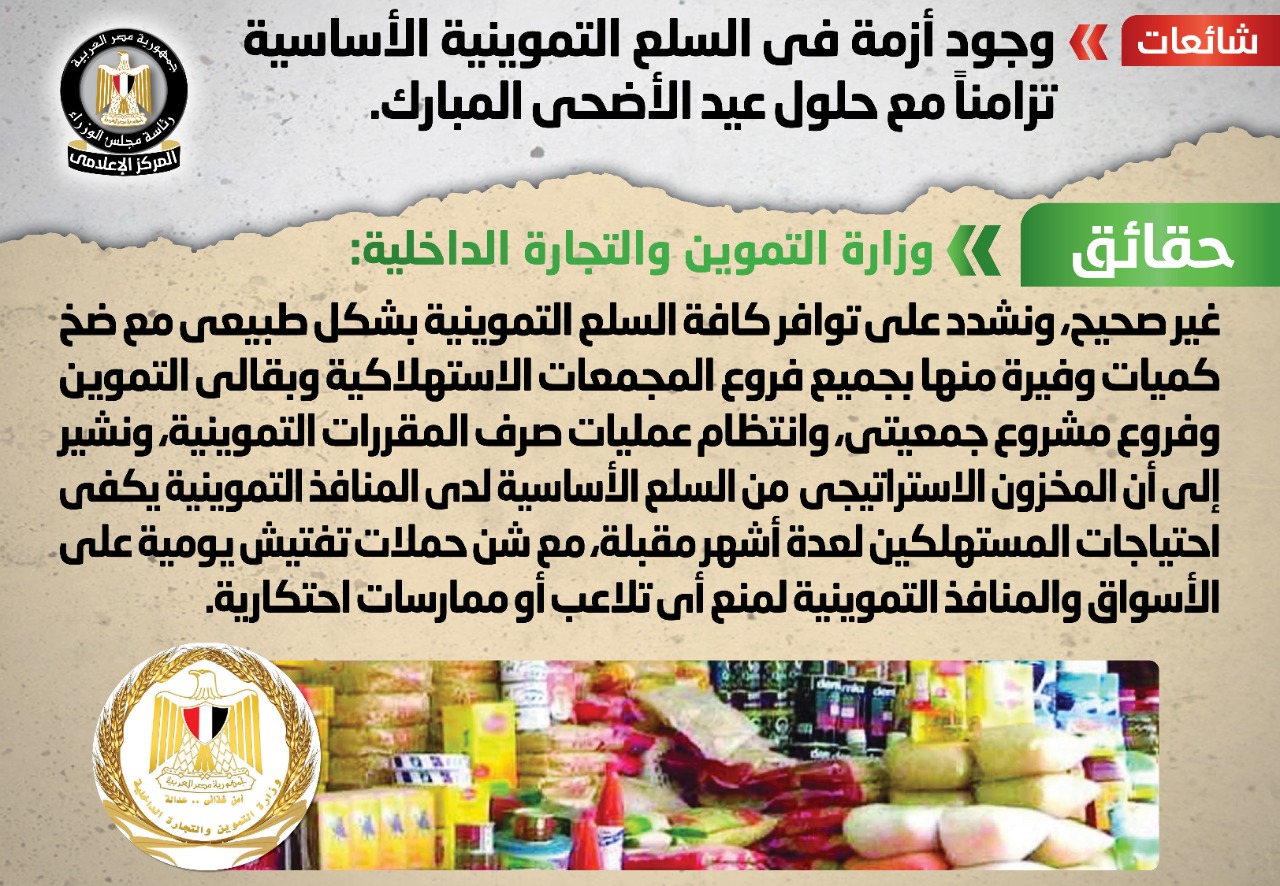 التموين تنفى وجود أزمة فى السلع والمخزون الاستراتيجى يكفى لعدة أشهر