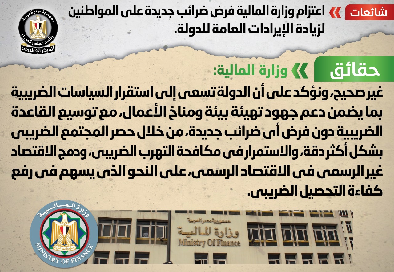 مجلس الوزراء: الدولة تسعى لاستقرار السياسات الضريبية لدعم بيئة الأعمال