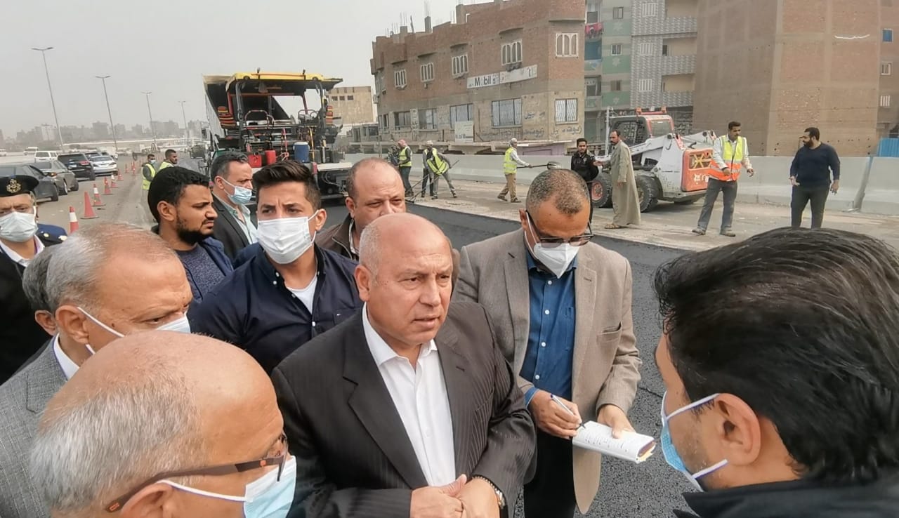 الانتهاء من أعمال تطوير تقاطع الطريق مع الأوتوستراد، و99% نسبة تنفيذ كوبري المنيب العلوي على النيل  99.5% نسبة