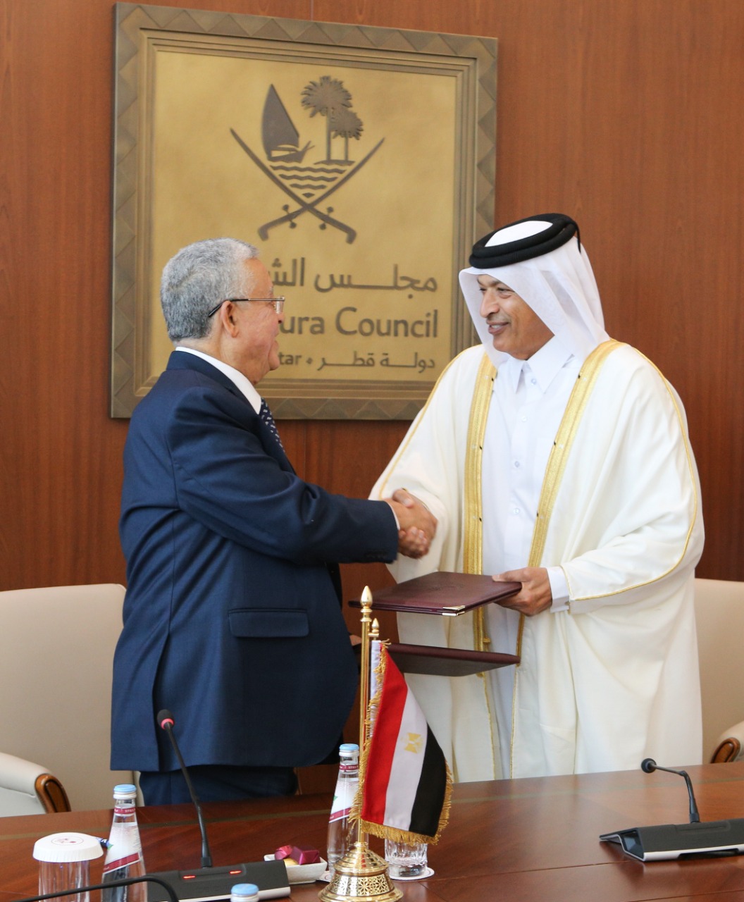 رئيس مجلس النواب يلتقى رئيس الشورى القطرى ويوقع بروتوكولا للتعاون البرلمانى