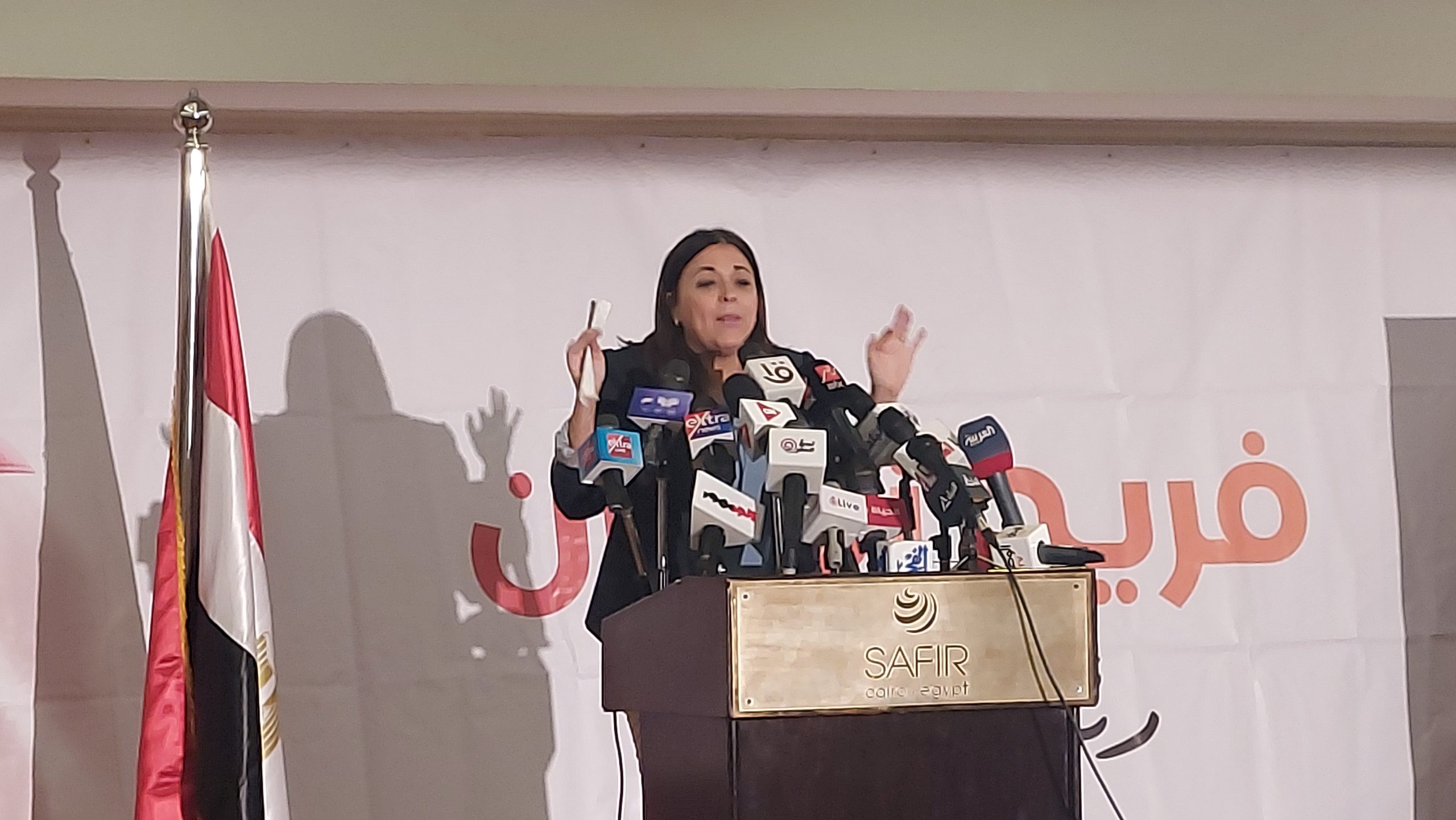 بمؤتمر المرشح الرئاسى فريد زهران ..إسراء عبد الفتاح: غياب السياسة السبب الرئيسي لكافة الصراعات في المنطقة