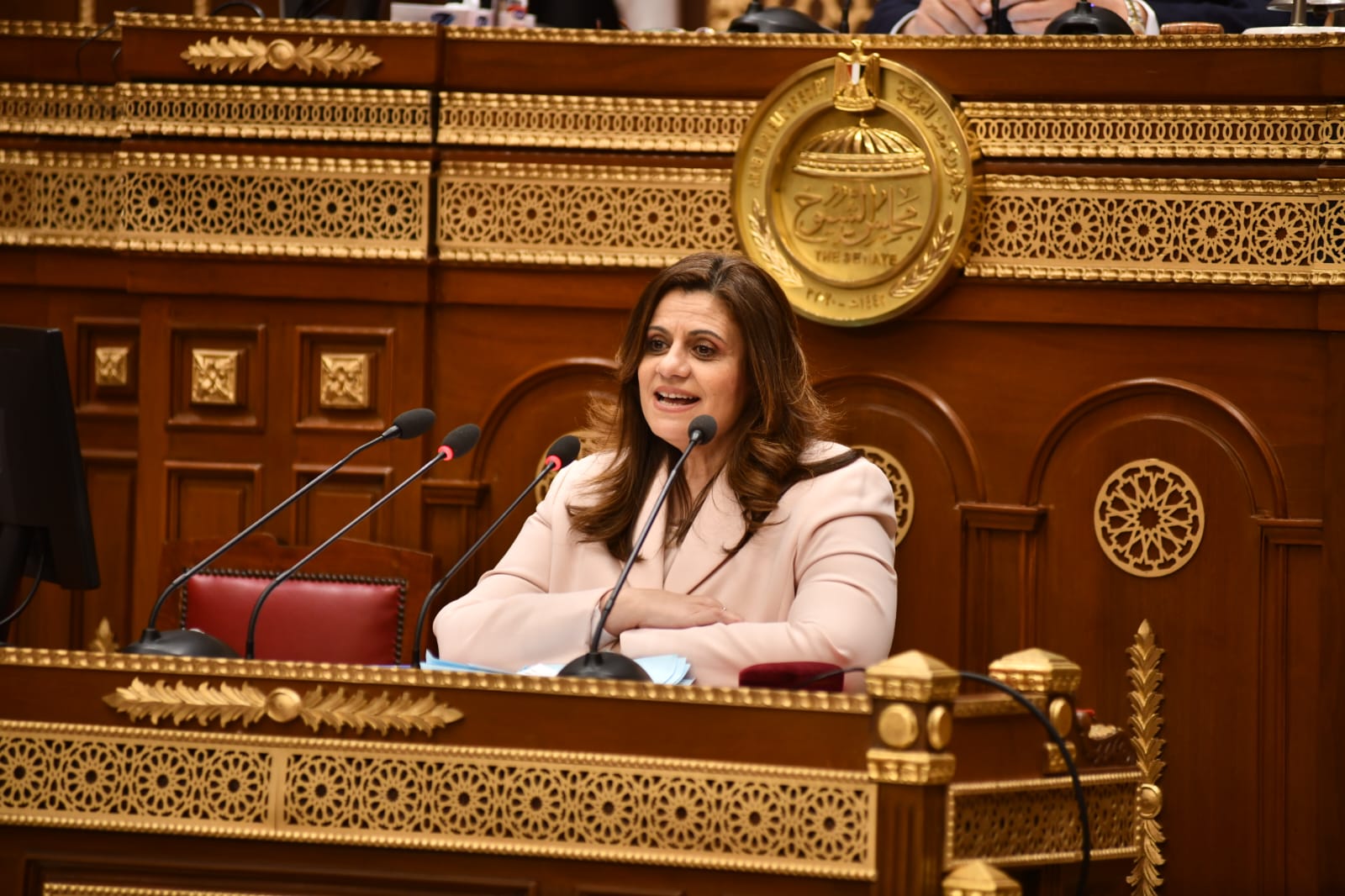 خلال الجلسة العامة لمجلس الشيوخ..  وزيرة الهجرة تستعرض جهود وإجراءات الوزارة في ملف الاستفادة والتواصل مع الطلاب المصريين الدارسين في الخارج