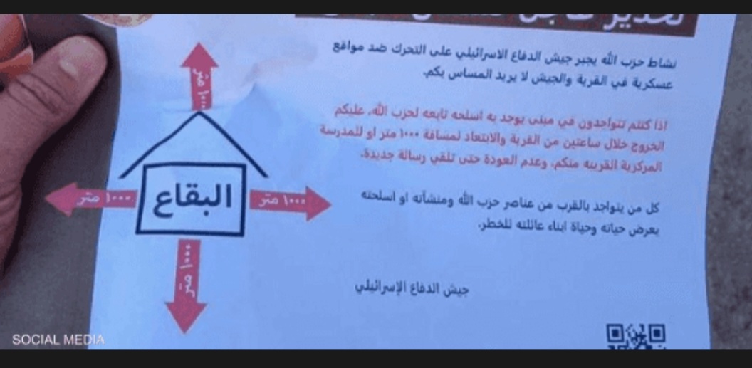 إسرائيل تلقي منشورات بها "أكواد".. وحزب الله يحذر من فتحها