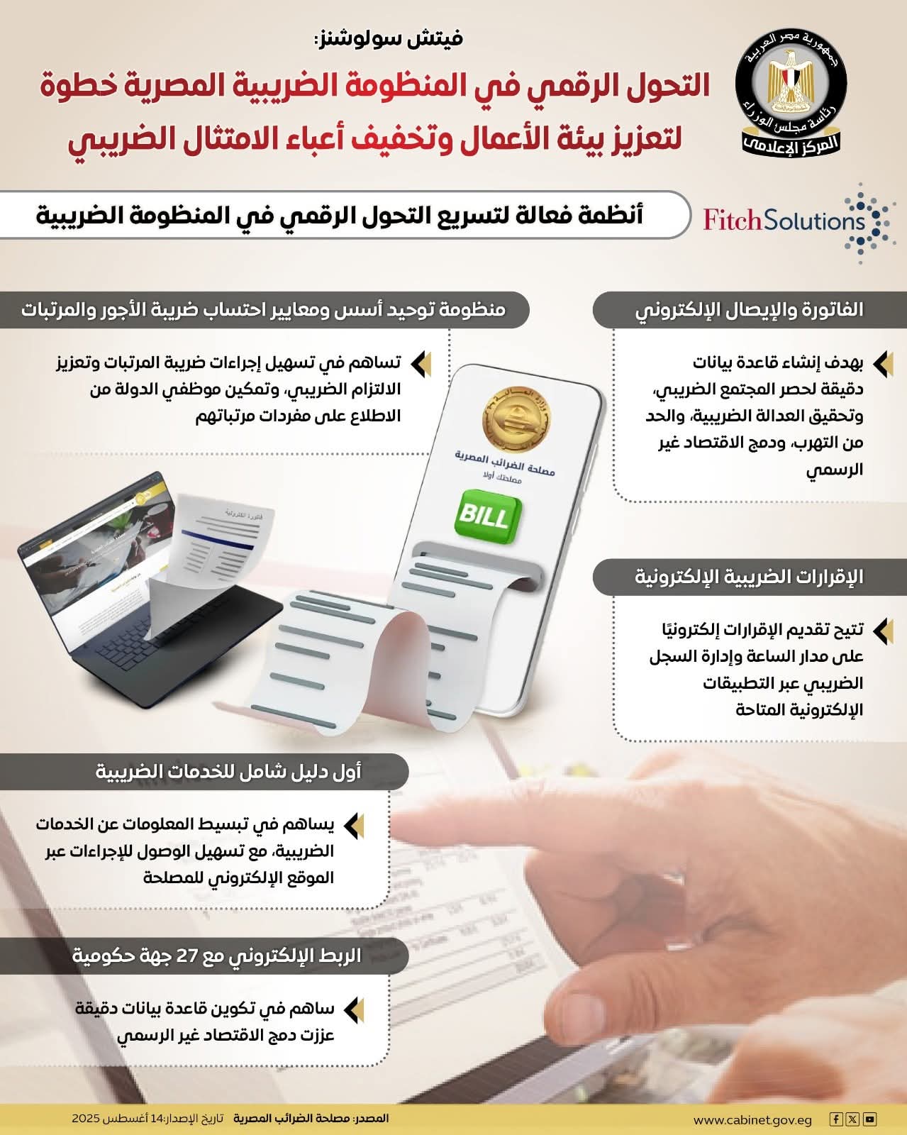 اشادة مؤسسة "فيتش سولوشنز" بجهود مصلحة الضرائب المصرية