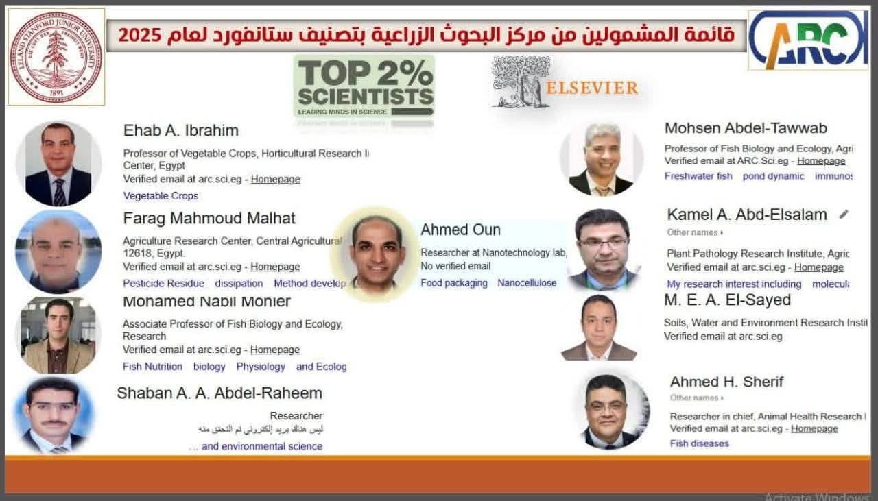 وزير الزراعة يهنئ 9 من باحثي مركز البحوث الزراعية تم إدراجهم ضمن قائمة ستانفورد لأفضل العلماء