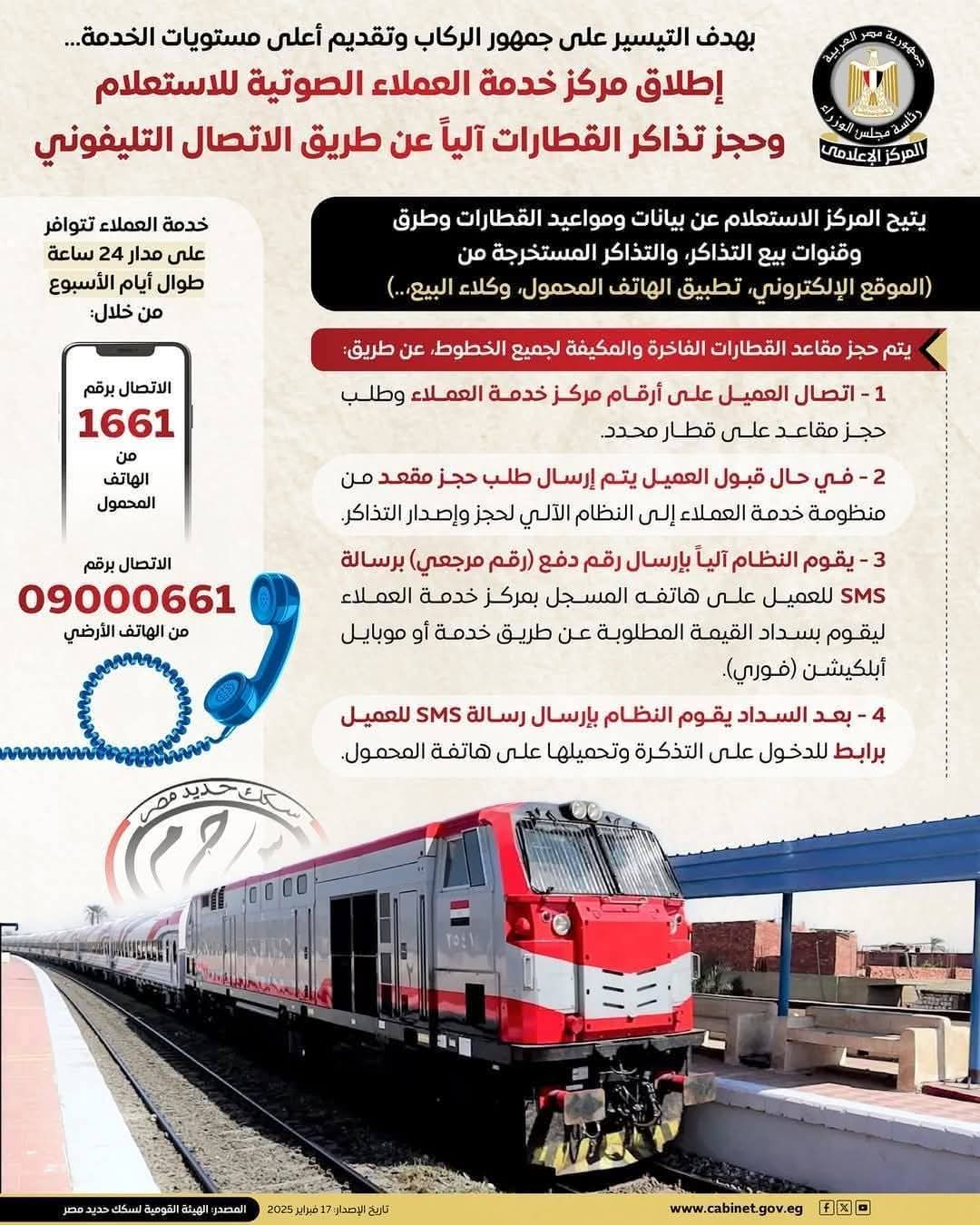 السكة الحديد:اطلاق خدمه حجز التذاكر إلكترونيا