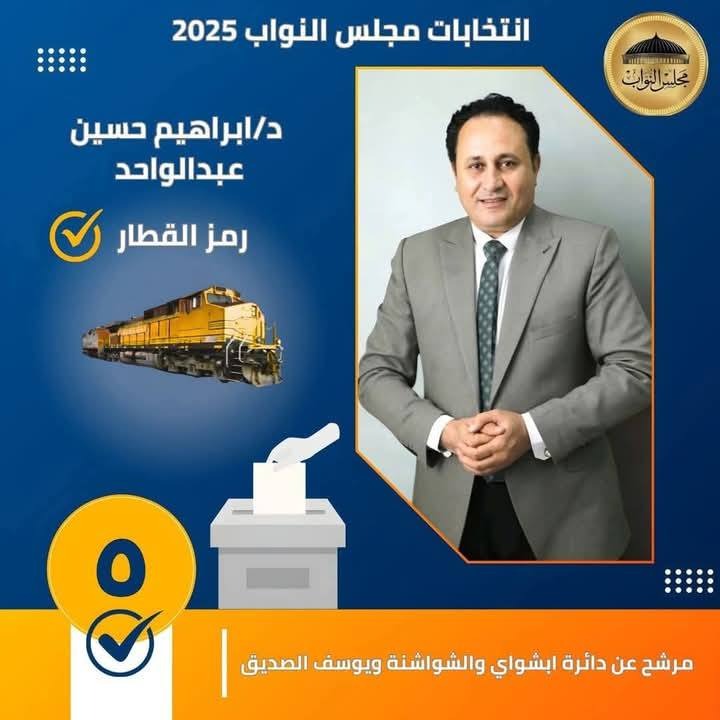 الدكتور إبراهيم حسين عبد الواحد.. رمز القطار في سباق انتخابات النواب 2025 عن دائرة إهناسيا والشواشنة ويوسف