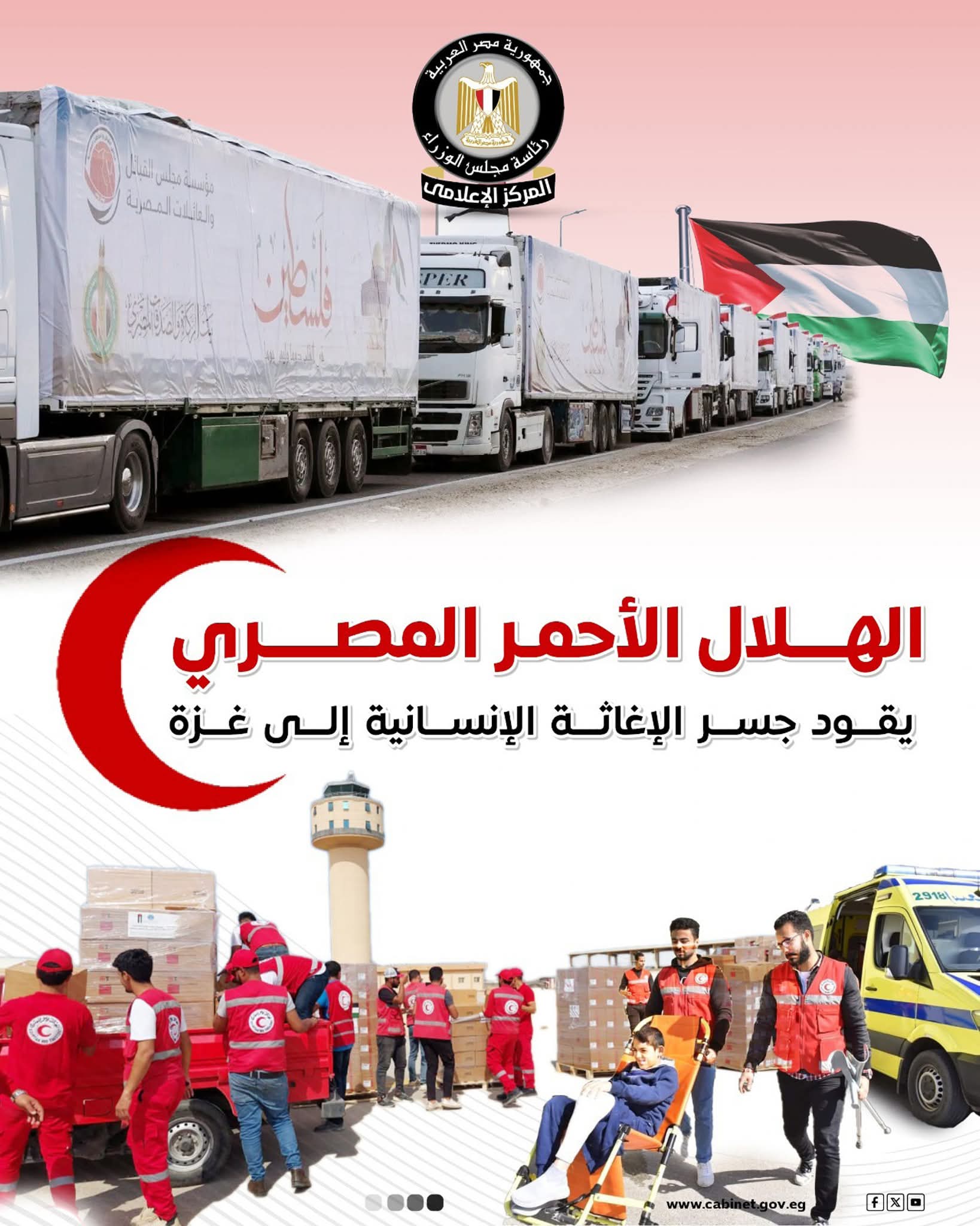 الهلال الأحمر المصري يقود جسر الإغاثة الإنسانية إلى غزة