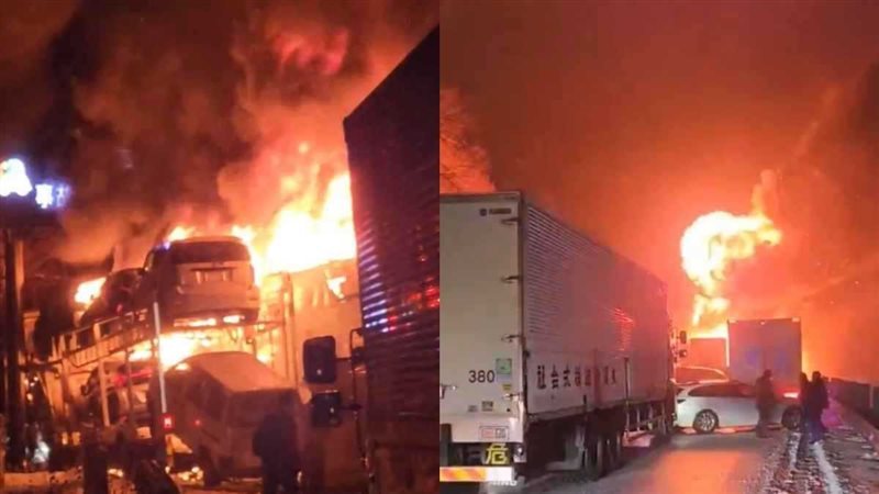 حريق هائل في اليابان بعد تصادم 50 سيارة..وفاة شخص وإصابة 26 آخرين