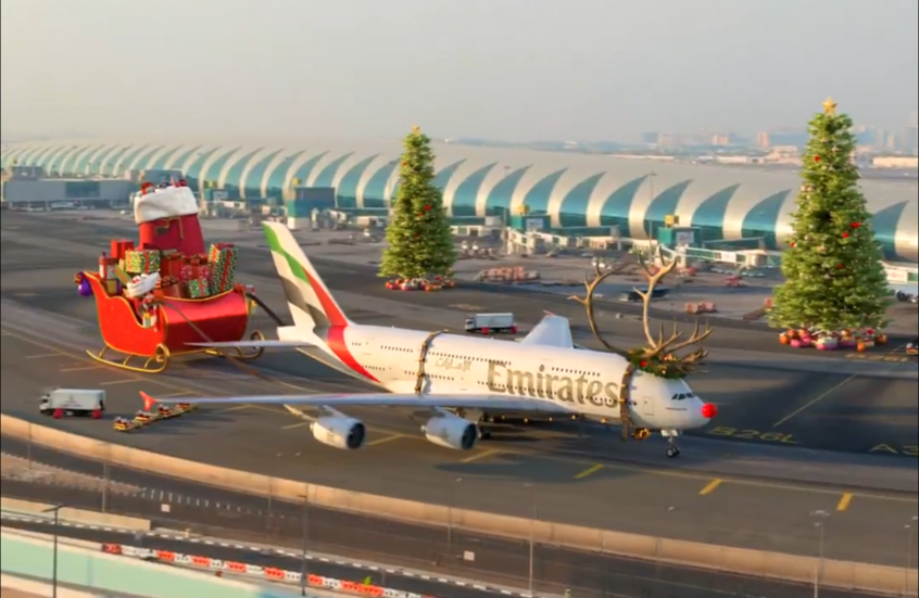 طيران الإمارات تدهش الجمهور بزلاجة سانتا "A380"..بالذكاء الاصطناعي