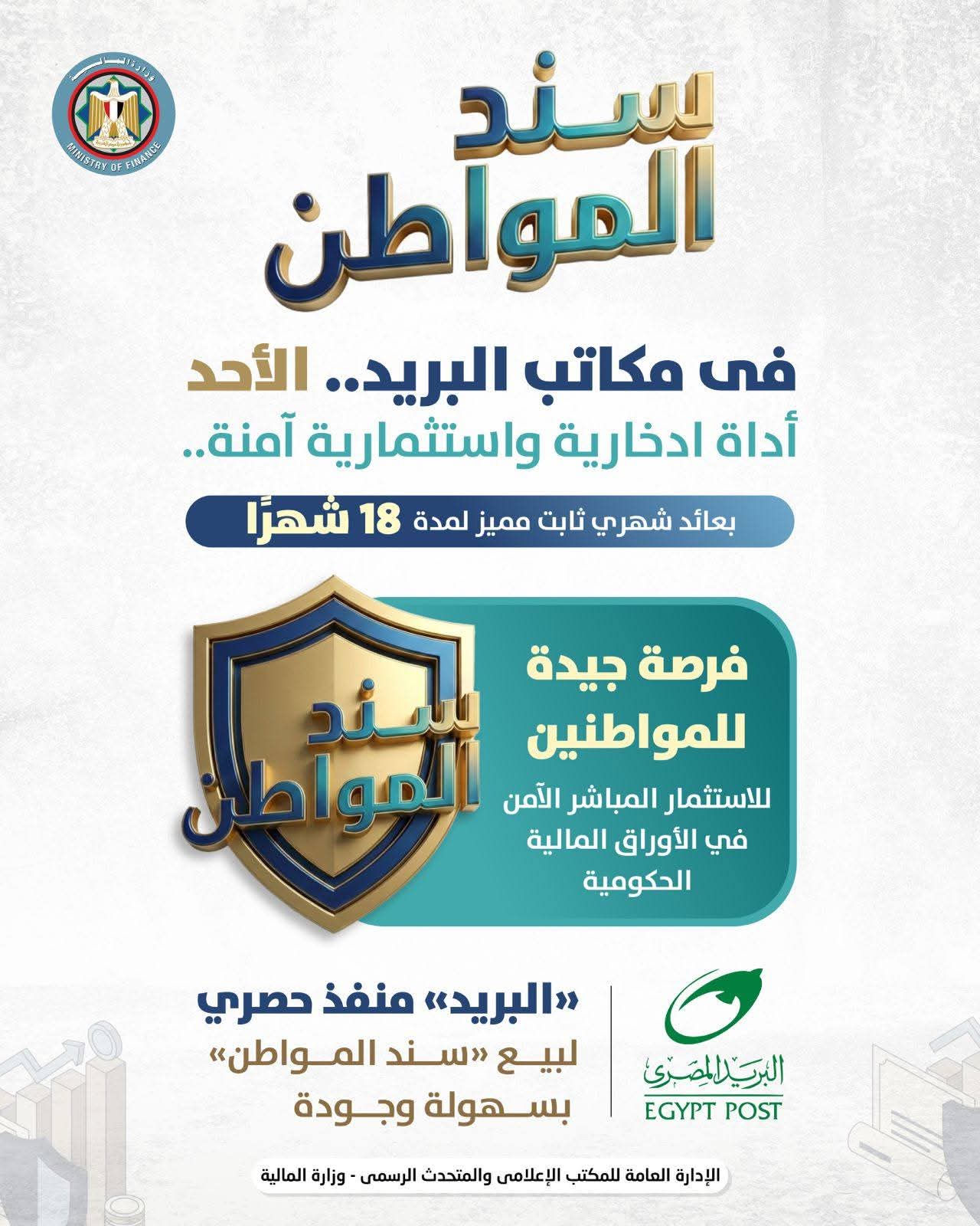 وزير المالية: إطلاق «سند المواطن» للأفراد عبر مكاتب البريد الأحد المقبل.. عائد شهري ثابت واستثمار آمن لمدة 18 شهرًا