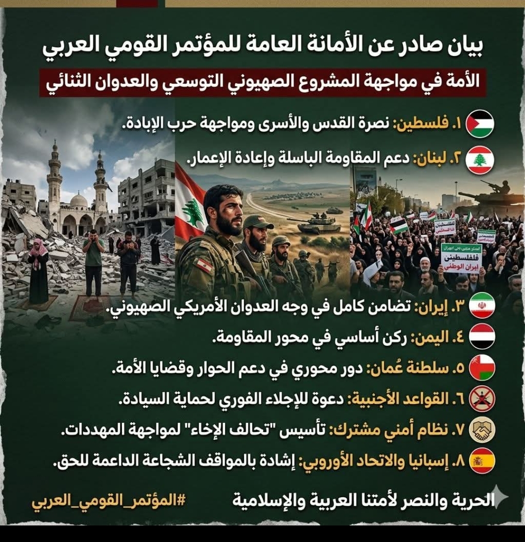 المؤتمر القومي العربي:تمر الأمة العربية بمرحلة بالغة الخطورة شديدة التعقيد في ظل المشروع الصهيوني
