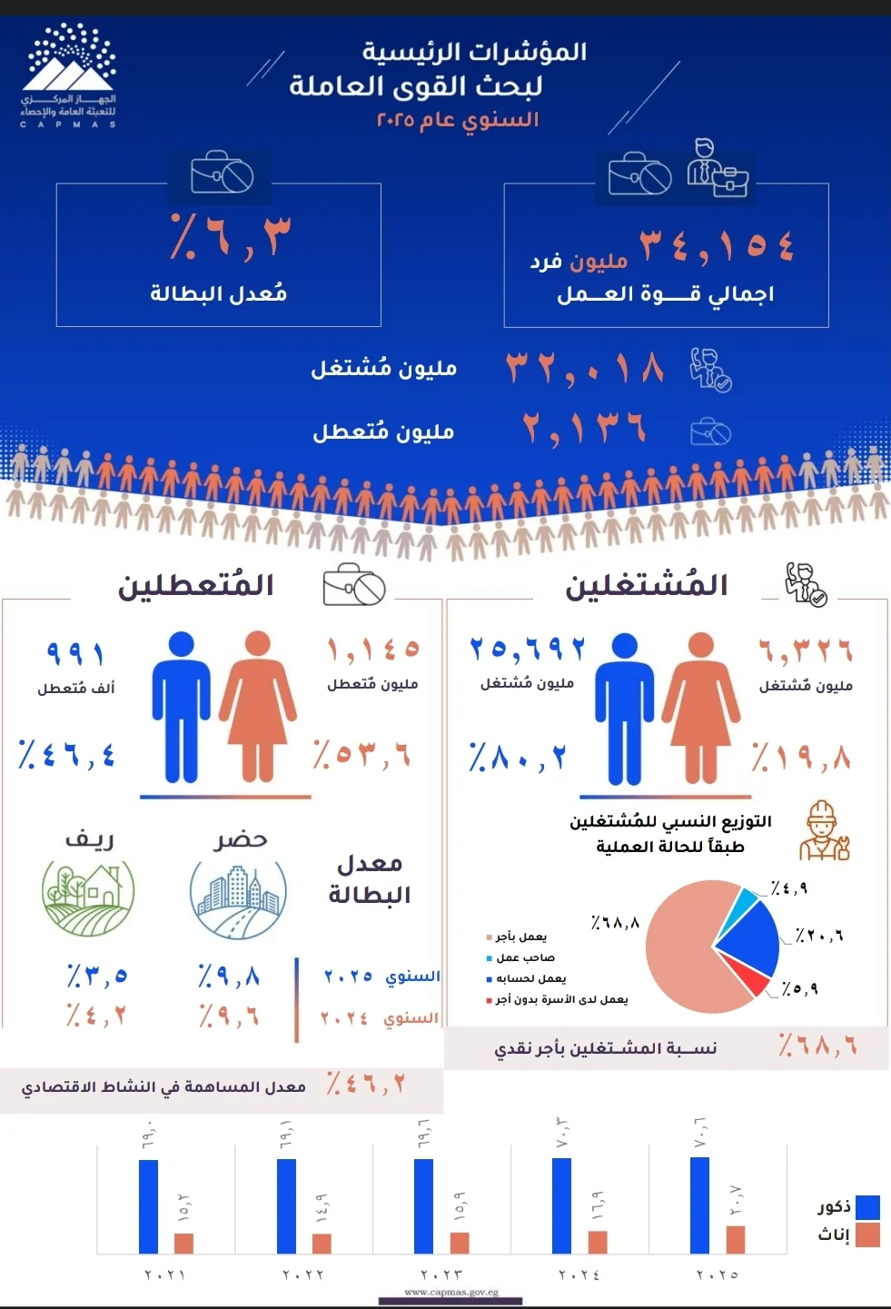 الزراعة وتجارة الجملة في الصدارة.. أبرز القطاعات جذبًا للعمالة في مصر خلال 2025