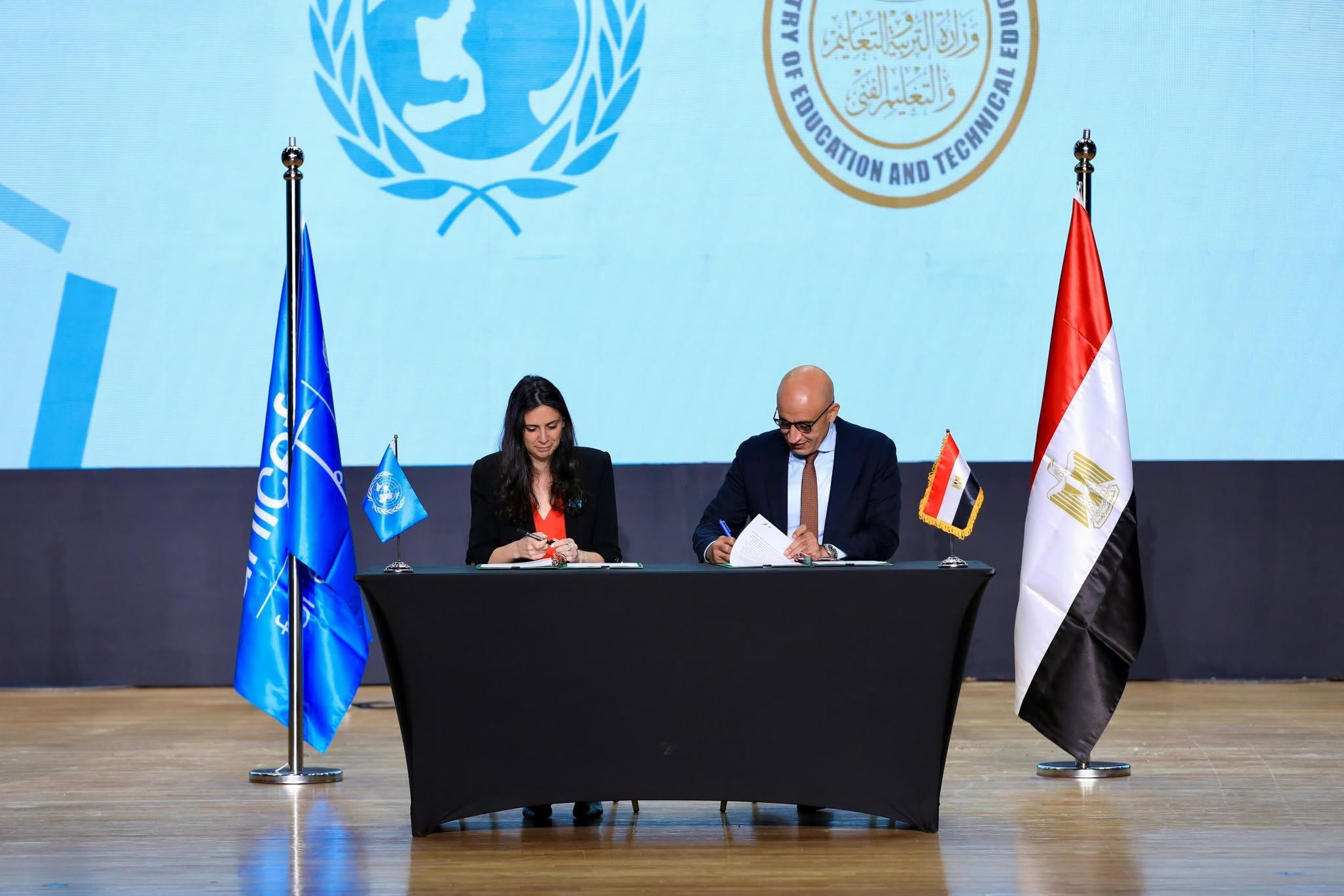 وزير التربية والتعليم والتعليم الفني وممثلة «يونيسيف مصر» يوقعان بيانًا مشتركًا لتعزيز جودة التعليم الفني وتنمية مهارات الشباب