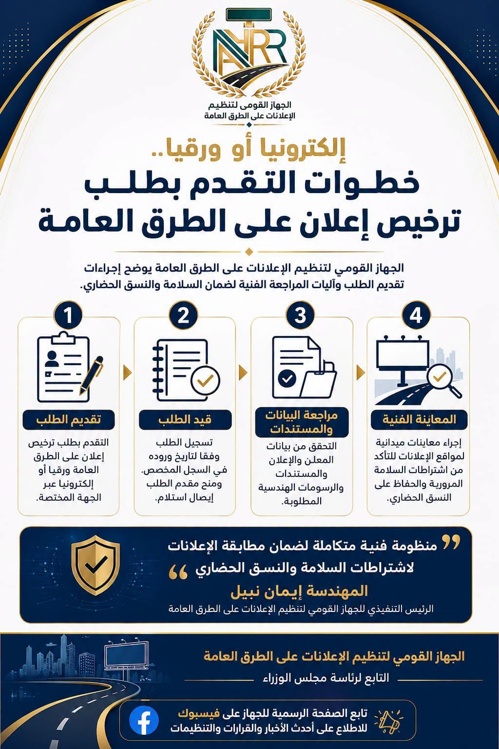 "القومي لتنظيم الإعلانات": إلكترونيا أو ورقيا.. تعرف على إجراءات التقدم بطلب ترخيص إعلان على الطرق العامة